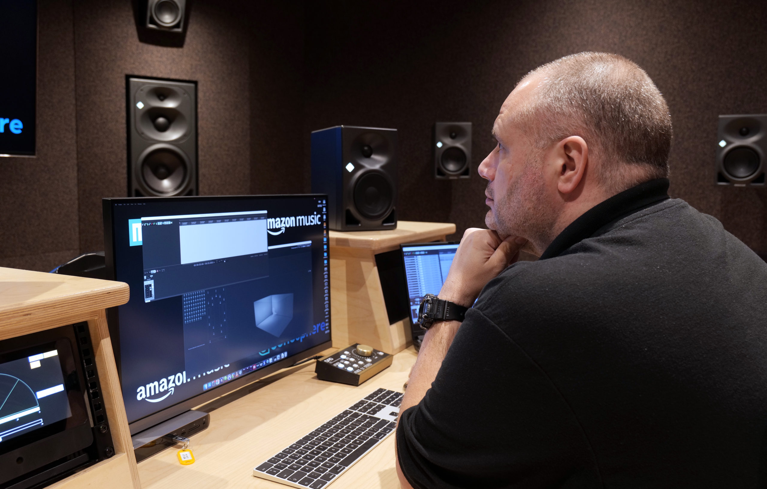 Engineer Phil Wright at Sonosphere studio showing Dolby Atmos DAPS 