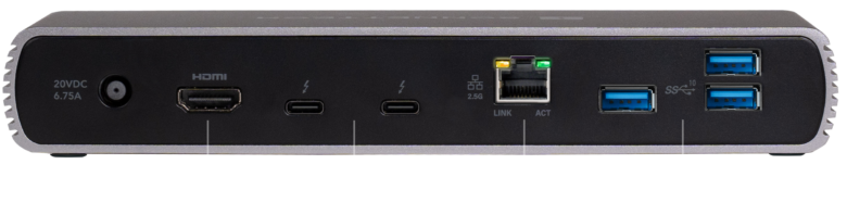 Rear panel, HDMI, two charging USBC 4 ports, ethernet port, 4 usb ports